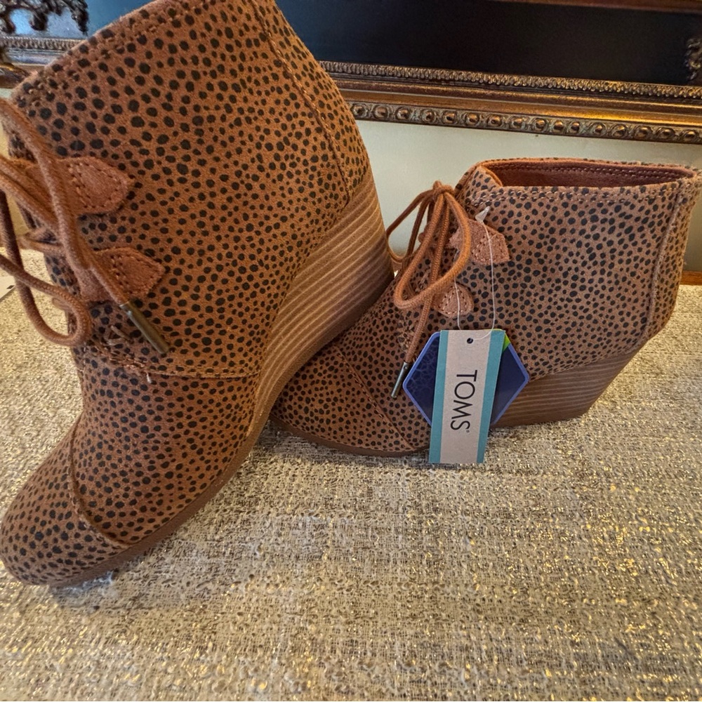Toms Brown Ankle Booties with Perforated Design